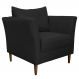 Poltrona Decorativa Sala de Estar Pés Palito Lubbock Couro Preto G58 - Gran Belo