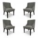 Kit 4 Cadeiras Decorativas Sala de Jantar Base Fixa de Madeira Firenze Suede Grafite/Preto G19 - Gran Belo