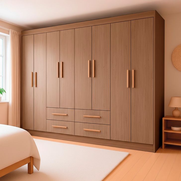 Guarda-roupa Casal Lite 8 Portas 4 Gavetas Carvalho