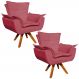 Kit 02 Poltronas Giratória Opala Suede Rose Base Madeira MM30 D'Rossi