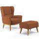Kit Poltrona Decorativa Milena D02 com Puff Viseo Veludo Telha C-262 - Lyam Decor