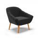 Poltrona Giovana Suede Preto Pés Palito Castanho - D'Rossi