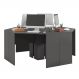 Kit Conjunto Escritório 4 Mesa De Canto Cubic Cinza Caemmun