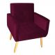 Poltrona Decorativa para Sala Lilian Veludo Turkey Vinho
