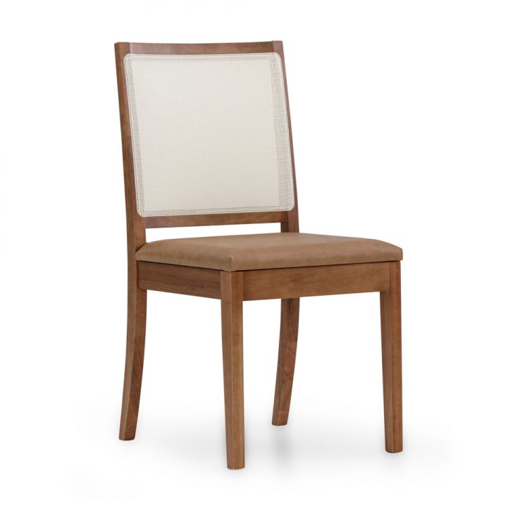 Cadeira Leah Revestimento Sintético Caramelo e Avelã