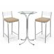 Conjunto de Mesa Bistrô Redonda Floripa Cromada com 2 Banquetas Zurique Bege