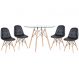 Conjunto Mesa de vidro Eames 100 cm + 4 cadeiras estofadas Eames Eiffel Botonê - Preto