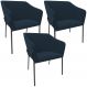 Kit 3 Cadeiras Para Sala de Jantar Estar Living Olívia L02 Suede Azul - Lyam Decor