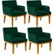 Kit 4 Poltronas Decorativas Sala De Estar E Recepção Base Mel Beatriz W01 Bouclê Verde - Lyam Decor