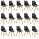 Kit 15 Cadeiras Estofadas Saarinen Wood Pés de Madeira Preto