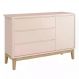 Cômoda Infantil Classic 1 Porta e 3 Gavetas Rosa Fosco com Pés Madeira Natural - Reller Móveis