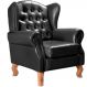 Poltrona Chesterfield Imperador Vintage Retrô Capitonê Couro Preto