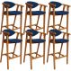 Kit 06 Banquetas Alta Cozinha Bancada Bar Sala de Jantar Fixa Cecília L02 Suede Azul Marinho - Lyam