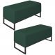 Kit 02 Puffs Decorativo Para Sala de Estar Cléo W01 Base Ferro 90 cm Suede Verde Musgo - Lyam Decor