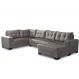 Sofá de Canto 6 Lugares com Chaise Direito Dijon Suede Animale Cinza