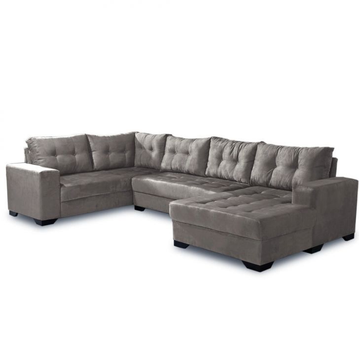 Image of Sofá De Canto 6 Lugares Com Chaise Direito Dijon Suede Animale Cinza PLA-IM730UP63DTKMOB