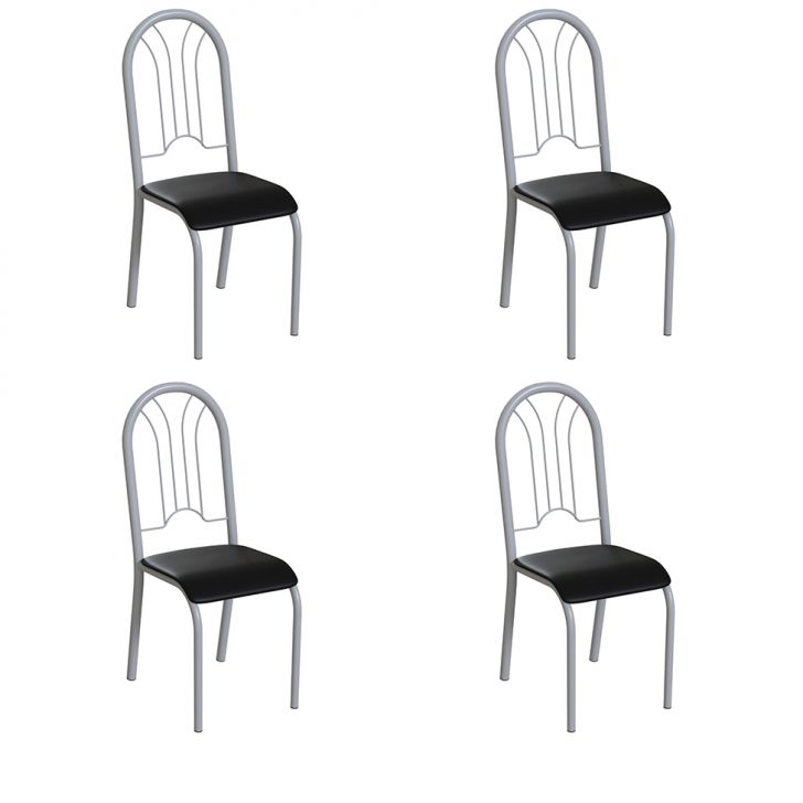 Conjunto Com 4 Cadeiras Hervey Preto E Branco