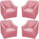 Kit 4 Poltronas Decorativas Para Sala Mila Suede Rosê Pé De Plástico - Clique E Decore