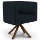 Poltrona Decorativa Base Giratória de Madeira Betina D02 Corano Preto C-05 - Lyam Decor