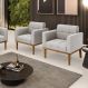 Kit 2 Poltronas Decorativas Karen Pés Fixo em Madeira Castanho Veludo Cinza G19 - Gran Belo