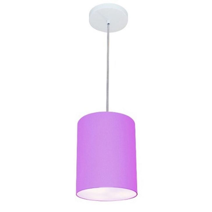 Pendente Cilíndrico Md-4012 Cúpula em Tecido 18x25cm Lilás - Bivolt