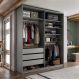Guarda-Roupa Closet Monreale 100 % MDF 3 Gavetas Cinza 160 cm