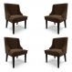 Kit 4 Cadeiras Decorativas Sala de Jantar Base Fixa de Madeira Firenze Suede Marrom/Preto G19 - Gran Belo