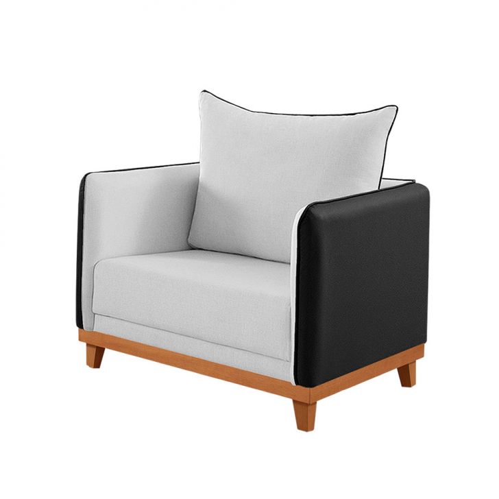 Poltrona Inhotim Linho Cinza E Preta