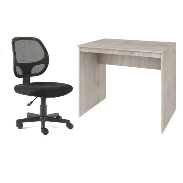 Conjunto de Mesa Office Snow com Cadeira de Escritório Secretária Giratória Oxford Preta