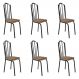 Kit 6 Cadeiras de Cozinha Alabama Estampado Rattan Bege Pés de Ferro Preto - Pallazio