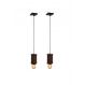 2 Pendente Vertical Madeira Capella Cabo Pp Lâmpada 4w Ambar