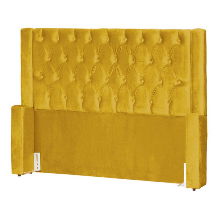 Cabeceira Para Cama Box Casal Queen Emma Luxo Veludo Mostarda - DS Estofados