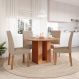 Conjunto de Mesa Redonda com Tampo de MDF Cinamomo Ariela e 4 Cadeiras Clarice Linho Bege e Madeira