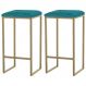 Kit 2 Banqueta Decorativa Billie Base Gold Suede Azul Claro G41 - Gran Belo