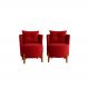 Kit 2 Poltronas Orgânica Curva Luna Veludo Vermelho - Montanaris Decor