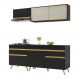 Armário de Cozinha Compacta 190cm Veneza Multimóveis V3707 Preto/Dourado
