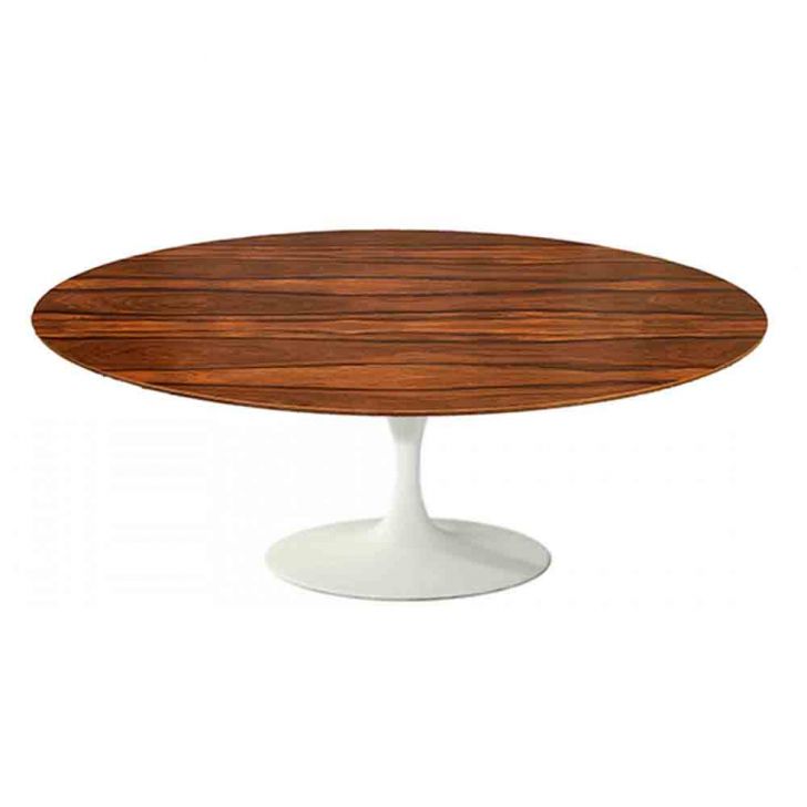 Mesa de Centro Saarinen 46cm Oval Pau Ferro 135x90cm - Base Branca