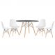 Mesa redonda Eames 120 cm + 4 cadeiras Eiffel DSW Mesa preto com cadeiras branco