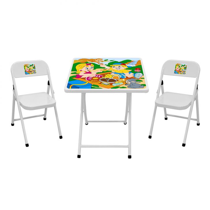 Conjunto Infantil com Mesa e 2 Cadeiras Branco