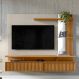 Painel Decorativo Otawa MDP/MDF Porta Ripada TV até 60 Polegadas Nature/Off White G77 - Gran Belo