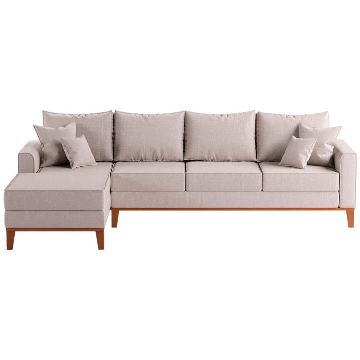 Image of Sofá 4 Lugares Beny Com Chaise Esquerdo Linho Cru PLA-MO173UP53ZREMOB