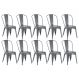 Kit 10 cadeiras Iron Tolix design indutrial jantar cozinha Cinza escuro