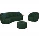 Conjunto Decorativo Sofá 240cm e Poltrona Clarke com Puff Round Veludo Verde G45 - Gran Belo