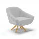 Poltrona Giratória Giovana Suede Cinza Base Madeira MA30 - D'Rossi