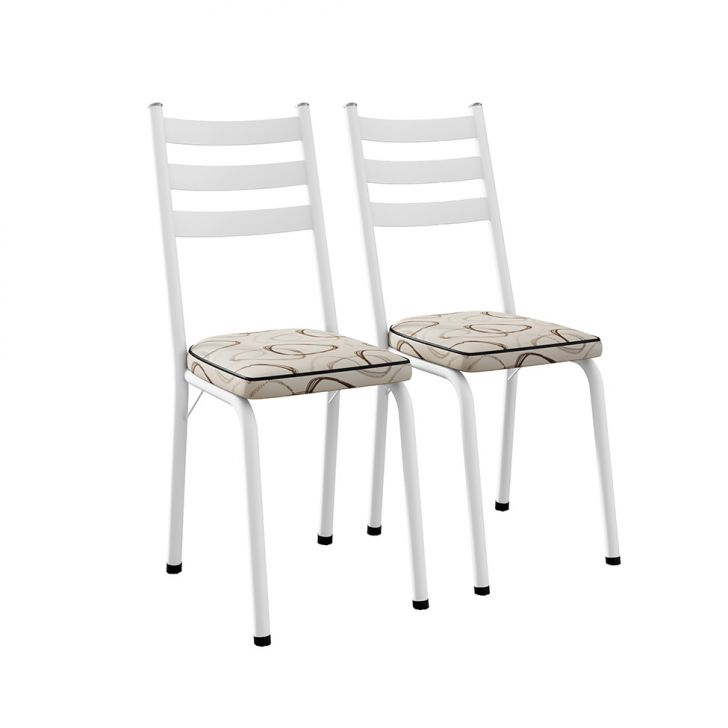 Conjunto com 2 Cadeiras New Revestimento Sintético Cedro e Branco