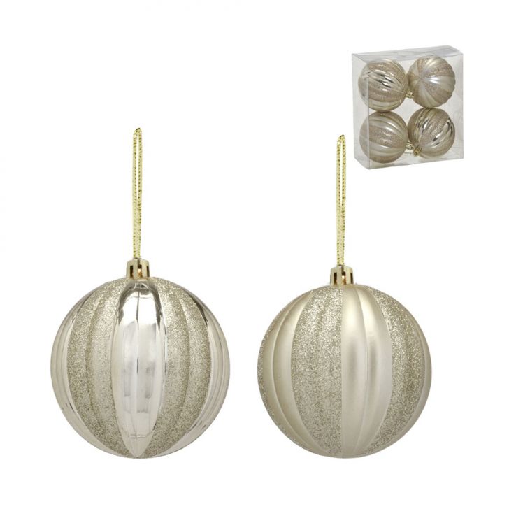 Kit com 4 Bolas Natalinas Espressione Champanhe II 8 cm