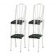 Kit 04 Cadeiras Tubular Branca 021 Assento Preto Florido