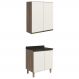 Armario Aereo Balcao 2 Portas 70cm MDF Kali Carvalho Toq Off White Cetim Nicioli