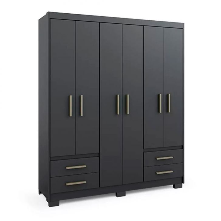 Guarda-roupa Casal Primacy 6 Portas 4 Gavetas Preto