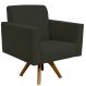 Poltrona Decorativa Giratória Sala de Estar Base de Madeira Helô L02 Suede Cinza - Lyam Decor